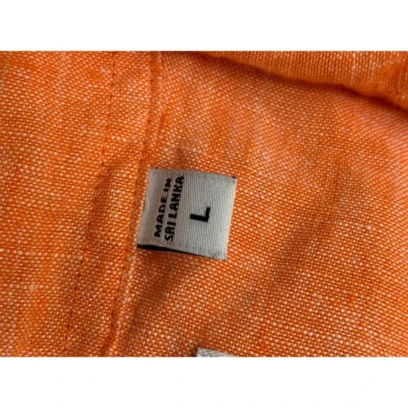 Murano Baird McNutt Irish Linen Shirt Mens Large Orange Long Sleeve Button Down - Picture 5 of 10